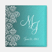 Damask Turquoise Magnet Mariage (Devant)