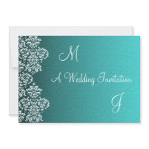 Damask Turquoise Wedding Invitation