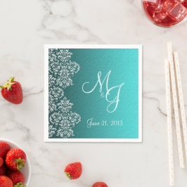 Damask Turquoise Wedding Paper Napkins Servet