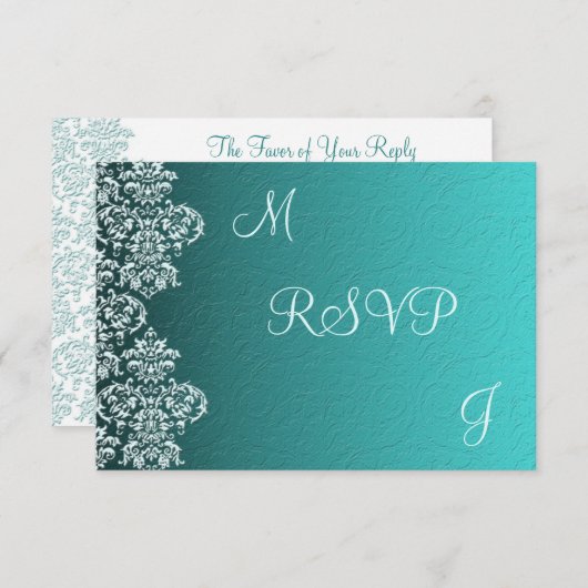 Damask Turquoise Wedding RSVP (Voorkant / Achterkant)