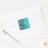 Damask Turquoise Wedding Stickers (Envelop)