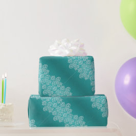 Damask Turquoise Wedding Wrapping Paper Cadeaupapier
