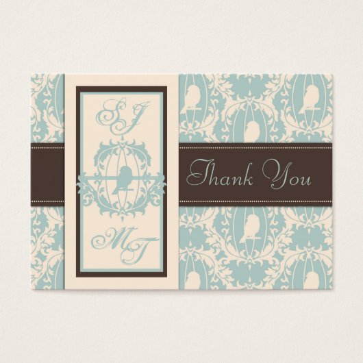 Damask Tweets TY Carte pour notes (Devant)
