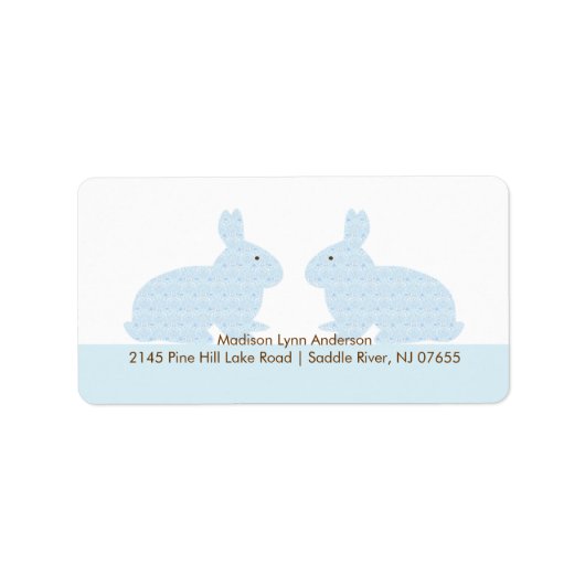 Damask Twin Bunny Rabbits Retouradres Label (Voorkant)