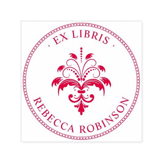 Damask & Typografie | Aangepaste ex libris Zelfinktende Stempel (Design)
