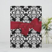 Damask uitnodiging rood groot (Staand voorkant)