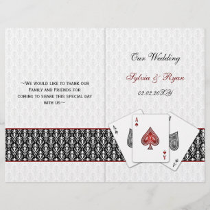 damask Vegas rouge plié programme de mariage