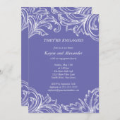  Damask Verloving Invitation Violet Kaart (Voorkant / Achterkant)