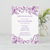  Damask Verloving Uitnodigingen Paars (Staand voorkant)