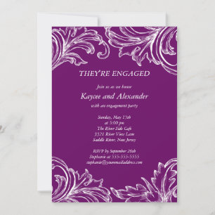 Damask Verloving Uitnodigingen Paars