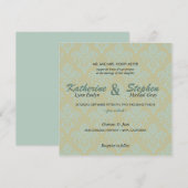Damask -vert et faire-part de mariage turquoise (Devant / Derrière)