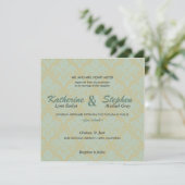 Damask -vert et faire-part de mariage turquoise (Debout devant)