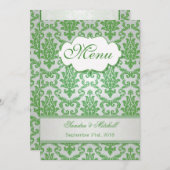 Damask vert pomme couleur Menu Mariage (Devant / Derrière)