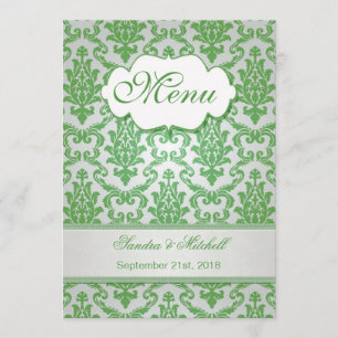 Damask vert pomme couleur Menu Mariage