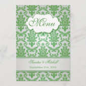 Damask vert pomme couleur Menu Mariage (Devant)