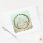 Damask Victoriaans script goureuze elegant Vierkante Sticker (Envelop)