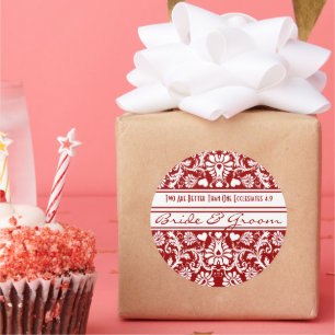 Damask Vintage Floral Wedding Matching Favors Ronde Sticker