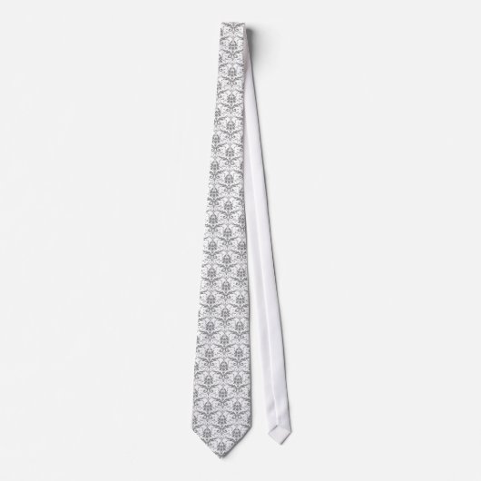 damask vintage gris argenté cravate (Devant)
