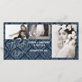 Damask Vintage Merci Mariage Carte photo - nite