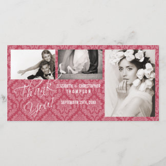 Damask Vintage Merci Mariage Carte photo-rhubar