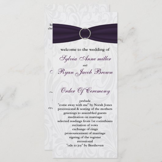 damask violet programme de mariage (Devant / Derrière)