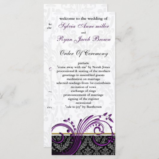 damask violet programme de mariage (Devant / Derrière)