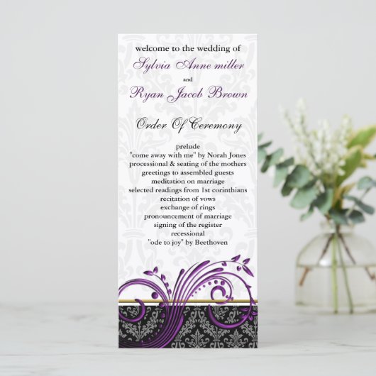 damask violet programme de mariage (Debout devant)