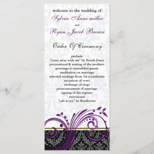 damask violet programme de mariage (Devant)