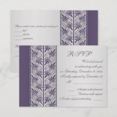 Damask violet sur argent RSVP pour anniversaire de (Devant / Derrière)
