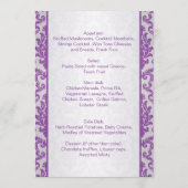 Damask violet sur le Mariage argenté Menu (Dos)