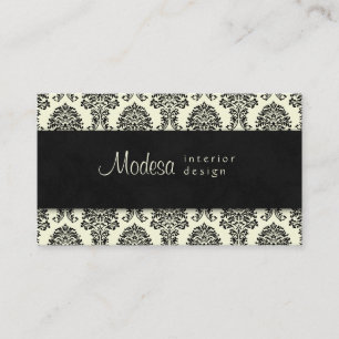 Damask Visitekaartje Interior Design Cream Black