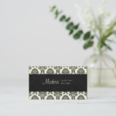 Damask Visitekaartje Interior Design Cream Black (Staand voorkant)