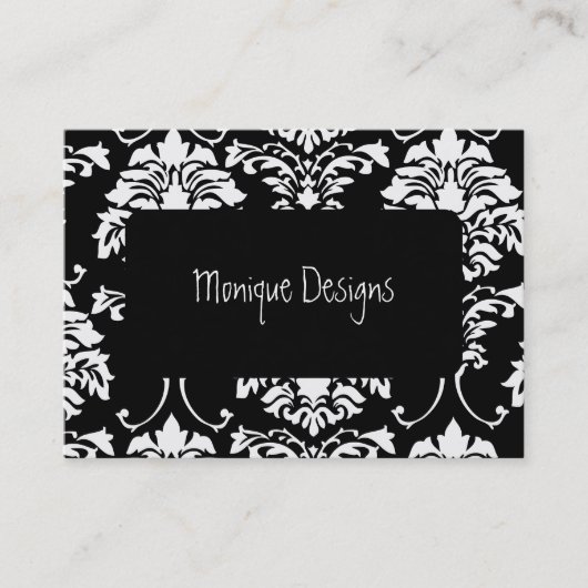 Damask visitekaartje zwart-wit (Voorkant)