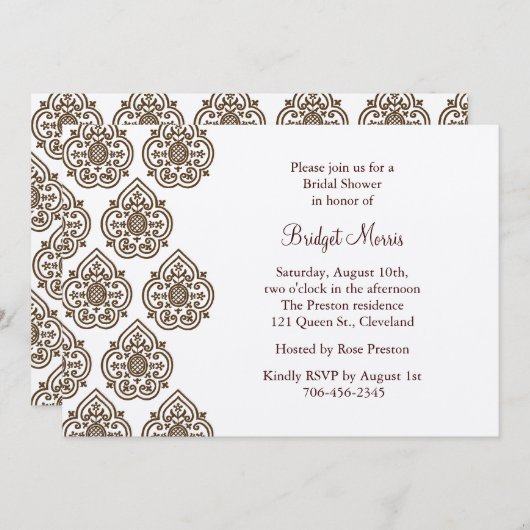 Damask Vrijgezellenfeest Nodig uit op champagne Kaart (Voorkant / Achterkant)