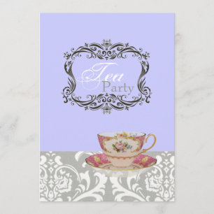 Damask vrijgezellenfeest Tea Party Kaart
