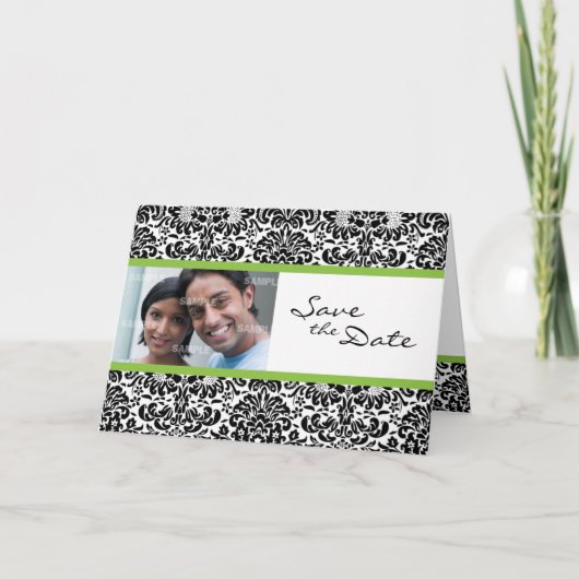 Damask Wallpaper Save the Date Kaart (Voorkant)