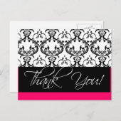 Damask Wedding Bedankt Briefkaarten Roze (Voorkant / Achterkant)
