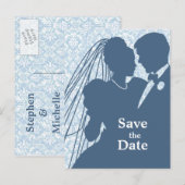 Damask Wedding Couple STD Briefkaart (Voorkant / Achterkant)