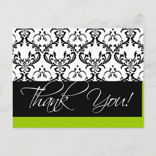 Damask Wedding Dank u Briefkaarten Groen (Voorkant)