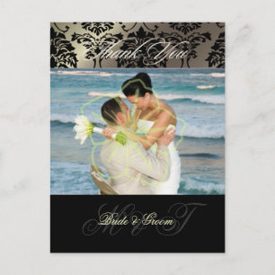 Damask Wedding Dank u Foto briefkaarten, Briefkaart