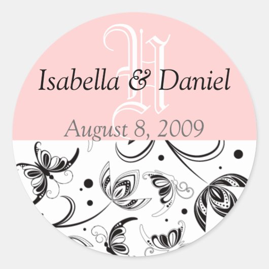 Damask Wedding Favor Gift Lables Ronde Sticker (Voorkant)