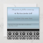 Damask Wedding Invitation Black and Sky Blue Kaart (Achterkant)
