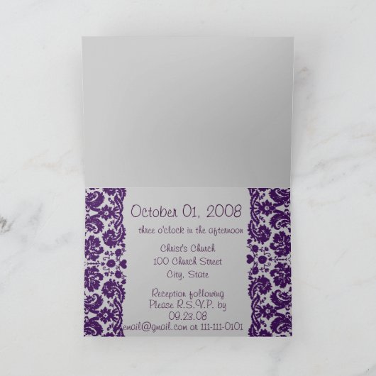 Damask Wedding Invitation-Choose BackGround (Binnen)