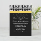 Damask Wedding Invitation (geel) Kaart (Staand voorkant)