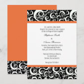 Damask Wedding Invitation met Sinaasappel Kaart (Voorkant / Achterkant)