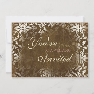 Damask Wedding Invitations Espresso Kaart