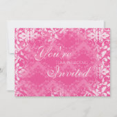 Damask Wedding Invitations, Petal Pink Kaart (Voorkant)