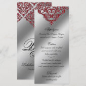 Damask Wedding Menu Kaarten Red Sparkle Xmas (Voorkant / Achterkant)