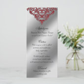 Damask Wedding Menu Kaarten Red Sparkle Xmas (Staand voorkant)