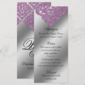 Damask Wedding Menu Kaarten Sparkle Pink (Voorkant / Achterkant)
